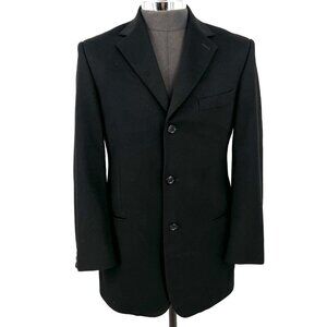 Zanetti 100% Cashmere 3 Button Blazer Black‎ Double Vent Tailored Made in Italy